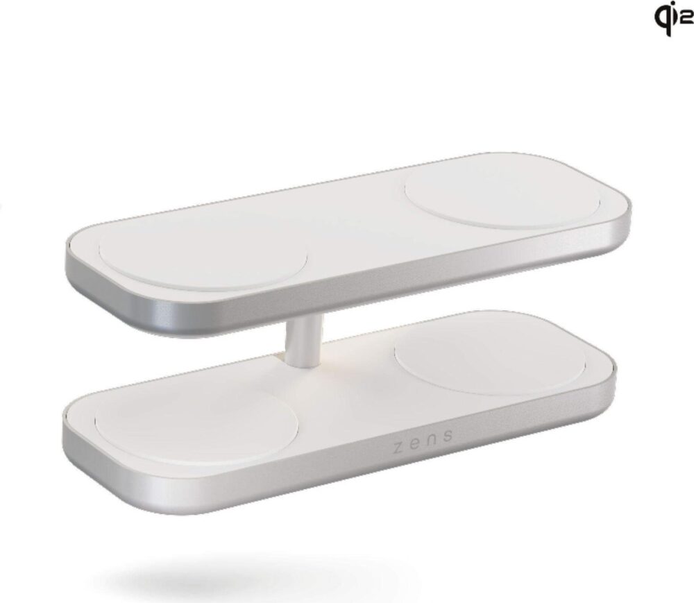 Zens Aluminium Series Quattro Wireless Charger Pro 4 mit Netzteil 65W § 4x 15W § Qi2 § weiß § ZEQC01W/00 (ZEQC01W/00)