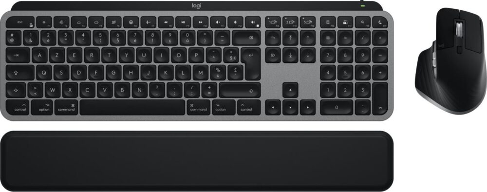 Logitech Master Series MX Keys S Combo for Mac - Tastatur-und-Maus-Set - full size - hinterleuchtet - kabellos - Bluetooth LE - AZERTY - Französisch - Space-grau (920-012841)