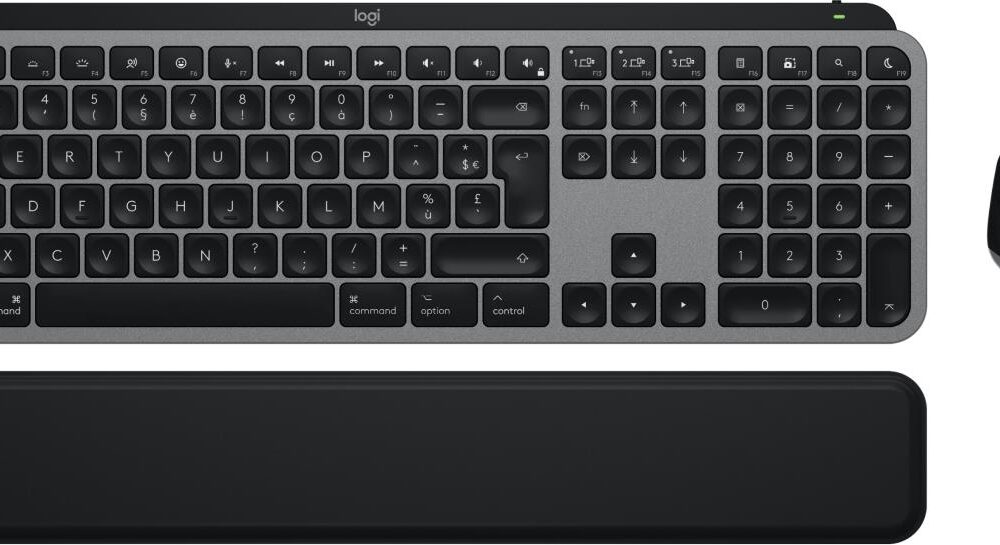 Logitech Master Series MX Keys S Combo for Mac - Tastatur-und-Maus-Set - full size - hinterleuchtet - kabellos - Bluetooth LE - AZERTY - Französisch - Space-grau (920-012841)