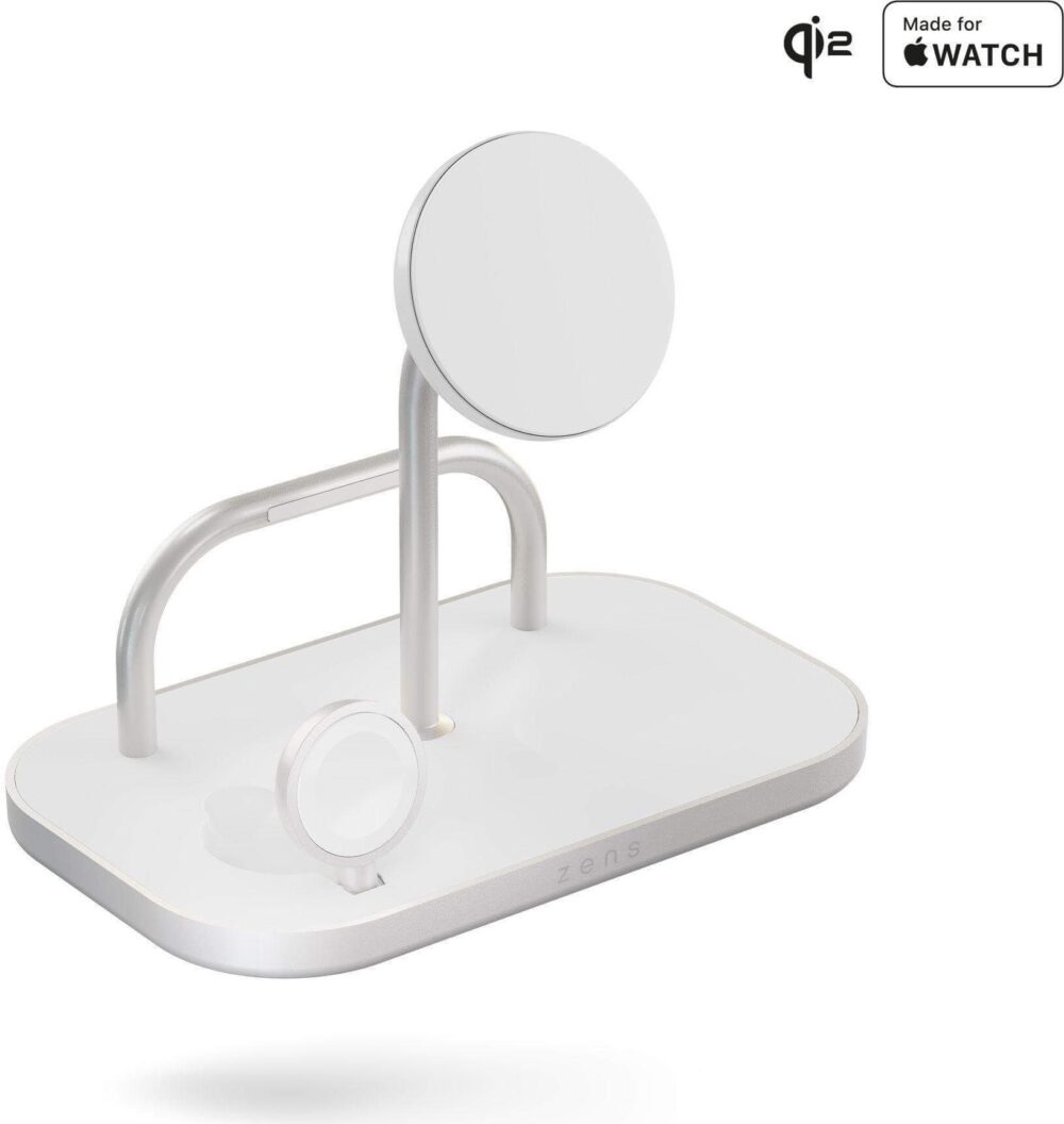 Zens Aluminium Series 4 in 1 Wireless Charger + Watch mit Netzteil 65W § 1x 60W USB-C + 1x 15W § Qi2 § weiß § ZEDC29W/00 (ZEDC29W/00)