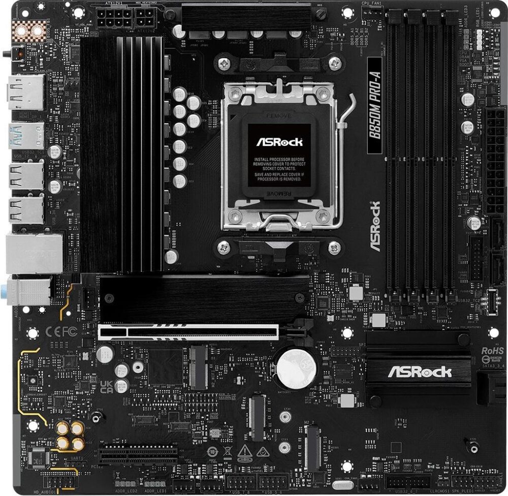 ASRock B850M Pro-A AM5 mATX HDMI/DP DDR5 - AMD Sockel AM5 (Ryzen Zen4) - Micro/Mini/Flex-ATX (90-MXBR8-A0UAYZ)