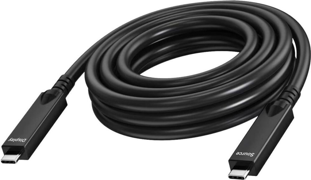 Vision - USB-Kabel - 24 pin USB-C (M) zu 24 pin USB-C (M) - USB 3,2 Gen 1 / DisplayPort 2,1 - 3 A - 7,0m - Active Optical Cable (AOC), USB Power Delivery (60W), Support von 4K 60 Hz - Schwarz (TC 7MUSBC/BL)