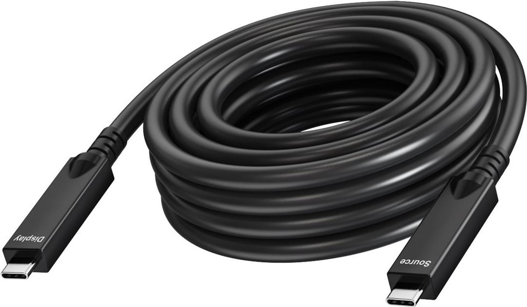 Vision - USB-Kabel - 24 pin USB-C (M) zu 24 pin USB-C (M) - USB 3,2 Gen 1 / DisplayPort 2,1 - 3 A - 10,0m - Active Optical Cable (AOC), USB Power Delivery (60W), Support von 4K 60 Hz - Schwarz (TC 10MUSBC/BL)