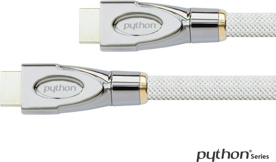 Anschlusskabel High-Speed-HDMI® mit Ethernet 4K2K / UHD, AKTIV, 24K vergoldete Kontakte, OFC, Nylongeflecht weiß, 20m, PYTHON® Series (GC-M0168)