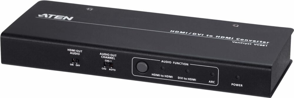 Aten 4K HDMI/DVI zu HDMI Konverter mit Audio De-Embedder - 3840 x 2160 Pixel - AV-Repeater - 3 m - Verkabelt - 3D - HDCP (VC881-AT-G)