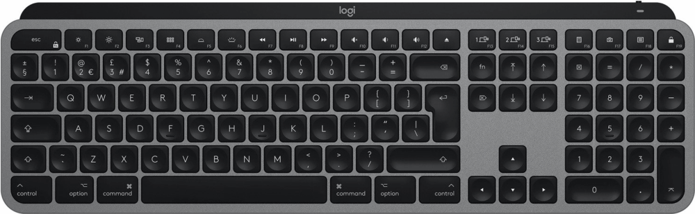 Logitech MX Keys für Mac - Tastatur - hinterleuchtet - Bluetooth, 2,4 GHz - QWERTZ - Deutsch - Space-grau (920-009553)