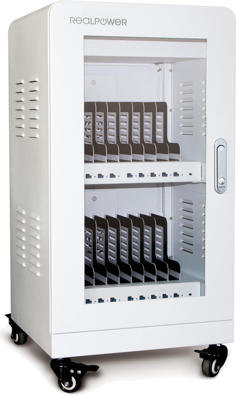 RealPower Power Station 20 - Wagen zur Verwaltung tragbarer Geräte - Weiß - Flur - USB - Überspannung - Überhitzung - Kurzschluß - Schlüssel (306952)