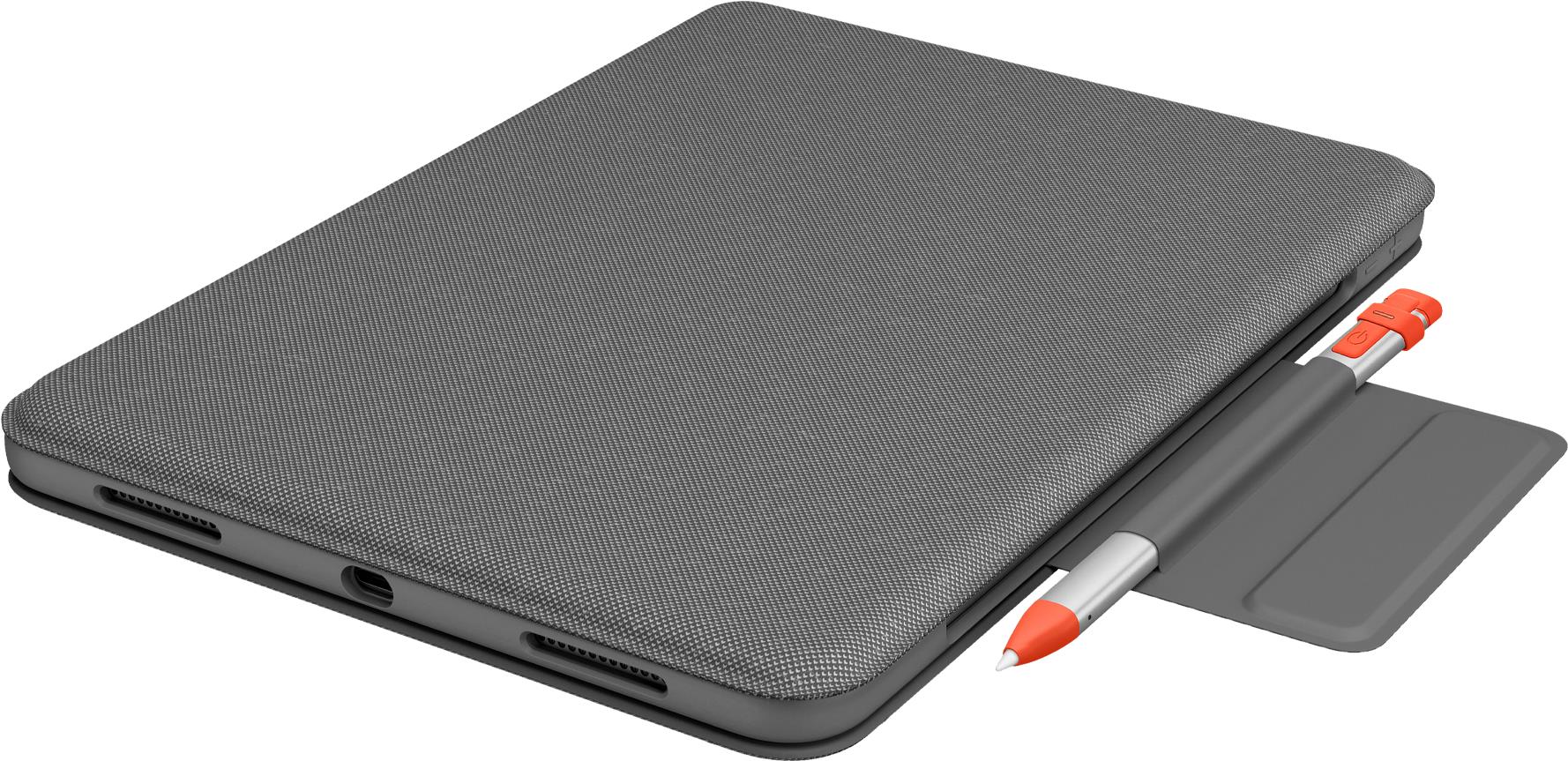 Logitech Folio Touch - Tastatur und Foliohülle - mit Trackpad - hinterleuchtet - Apple Smart connector - QWERTZ - Deutsch - Oxford Gray - für Apple 10.9"  iPad Air (4. Generation) (920-009956)