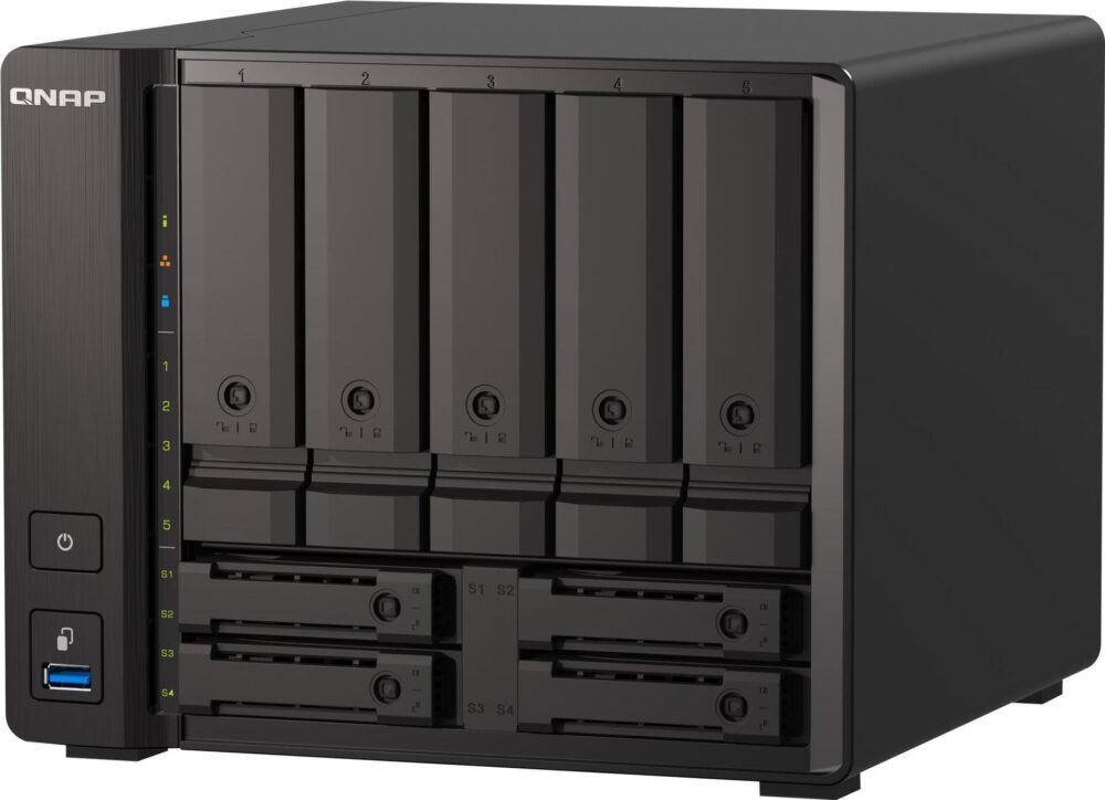 QNAP TS-H973AX-32G - NAS-Server - 9 Schächte - SATA 6Gb/s - RAID 0, 1, 5, 6, 10, 50, JBOD, 60, RAID TP - RAM 32 GB - 2.5 Gigabit Ethernet / 10 Gigabit Ethernet - iSCSI
