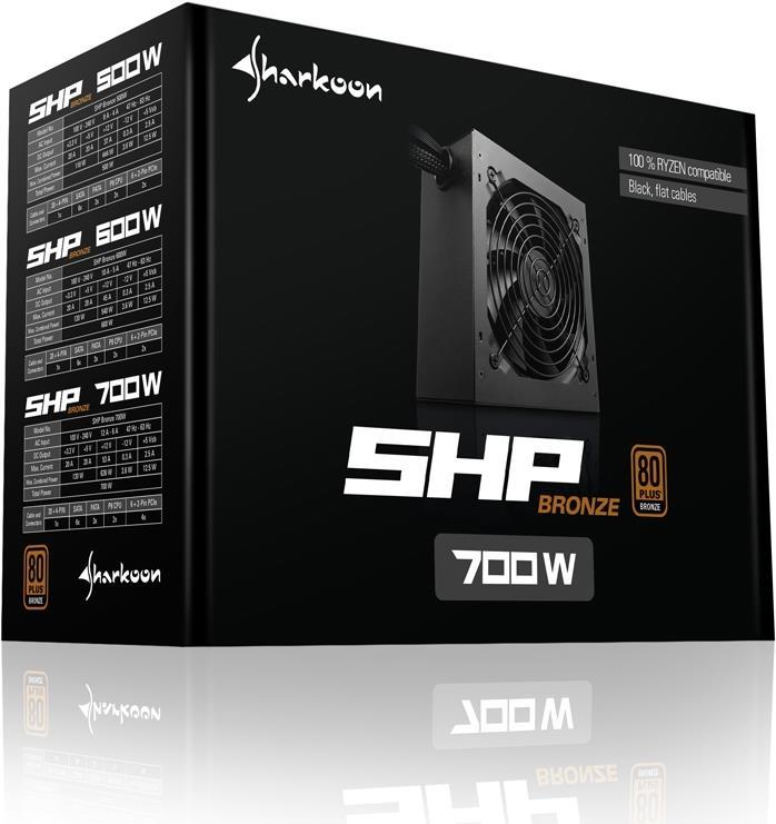 Sharkoon SHP Bronze - Netzteil (intern) - ATX12V 2.3 - 80 PLUS Bronze - Wechselstrom 100-240 V - 700 Watt - aktive PFC - Schwarz