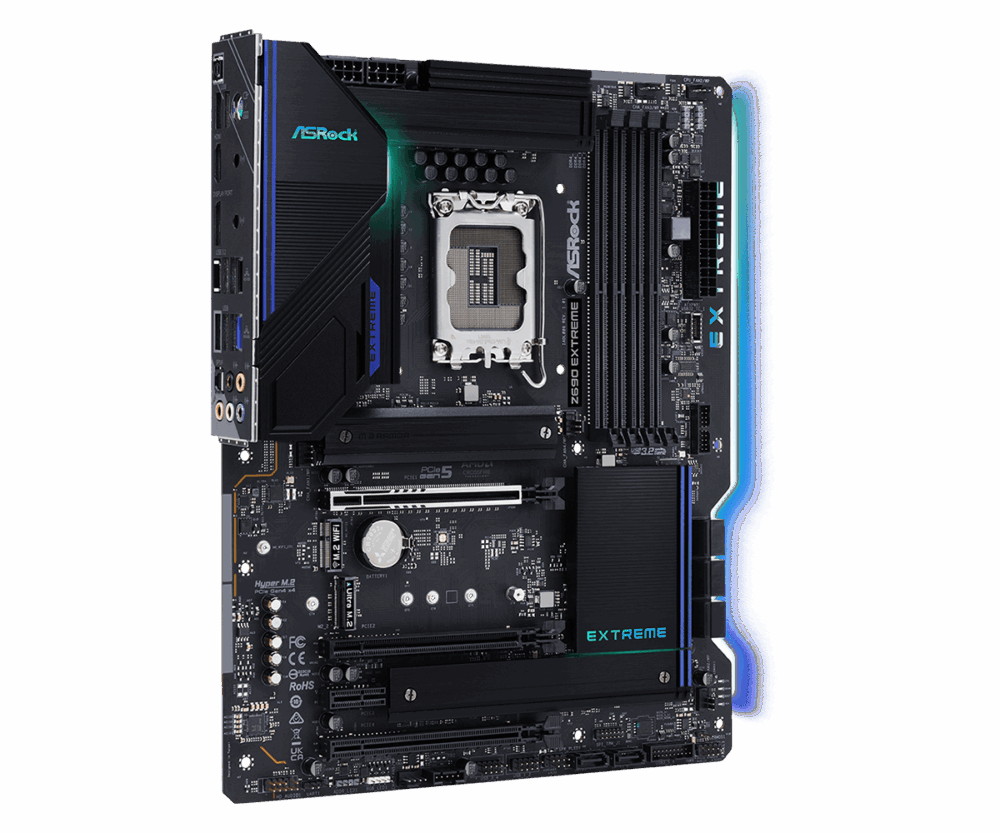 ASRock Z690 Extreme - Motherboard - ATX - LGA1700-Sockel - Z690 Chipsatz - USB-C Gen2, USB 3,2 Gen 1, USB 3,2 Gen 2, USB-C Gen 2x2 - Gigabit LAN, 2,5 Gigabit LAN - Onboard-Grafik (CPU erforderlich) - HD Audio (8-Kanal) (90-MXBHN0-A0UAYZ)