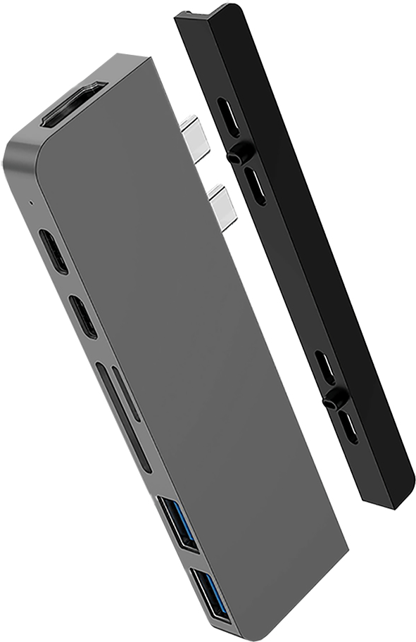 HYPER HD28C - USB 3.2 Gen 1 (3.1 Gen 1) Type-C - HDMI - Thunderbolt 3 - USB 3.2 Gen 1 (3.1 Gen 1) Type-A - USB 3.2 Gen 1 (3.1 Gen 1) Type-C - 4096 x 2160 Pixel - MicroSD (TransFlash) - SD - Grau - Aluminium (HD28C-GRAY)