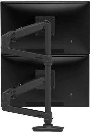 ERGOTRON LX Dual Monitor Arm in Schwarz - Monitor Tischhalterung mit patentierter CF-Technologie für 2 Bildschirme bis 101,60cm (40") , 33cm Höhenverstellung, VESA Standard  und  (erweiterbar auf 3 oder 4 Monitore) (45-509-224)