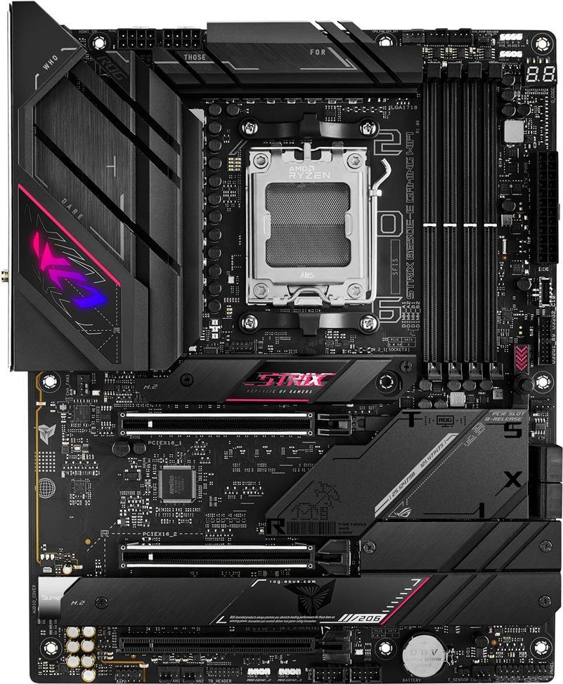 ASUS ROG Strix B650E-E Gaming WiFi - Motherboard - ATX - Socket AM5 - AMD B650 Chipsatz - USB-C 3,2 Gen 2x2, USB-C 3,2 Gen2, USB 3,2 Gen 2, USB 3,2 Gen 1 - 2,5 Gigabit LAN, Wi-Fi 6, Bluetooth - Onboard-Grafik (CPU erforderlich) - HD Audio (8-Kanal) (90MB1BB0-M0EAY0)