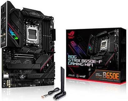 ASUS ROG Strix B650E-F Gaming WiFi - Motherboard - ATX - Socket AM5 - AMD B650 Chipsatz - USB 3.2 Gen 1, USB 3.2 Gen 2, USB-C 3.2 Gen2, USB-C 3.2 Gen 2x2 - 2.5 Gigabit LAN, Wi-Fi, Bluetooth - Onboard-Grafik (CPU erforderlich) - HD Audio (8-Kanal)