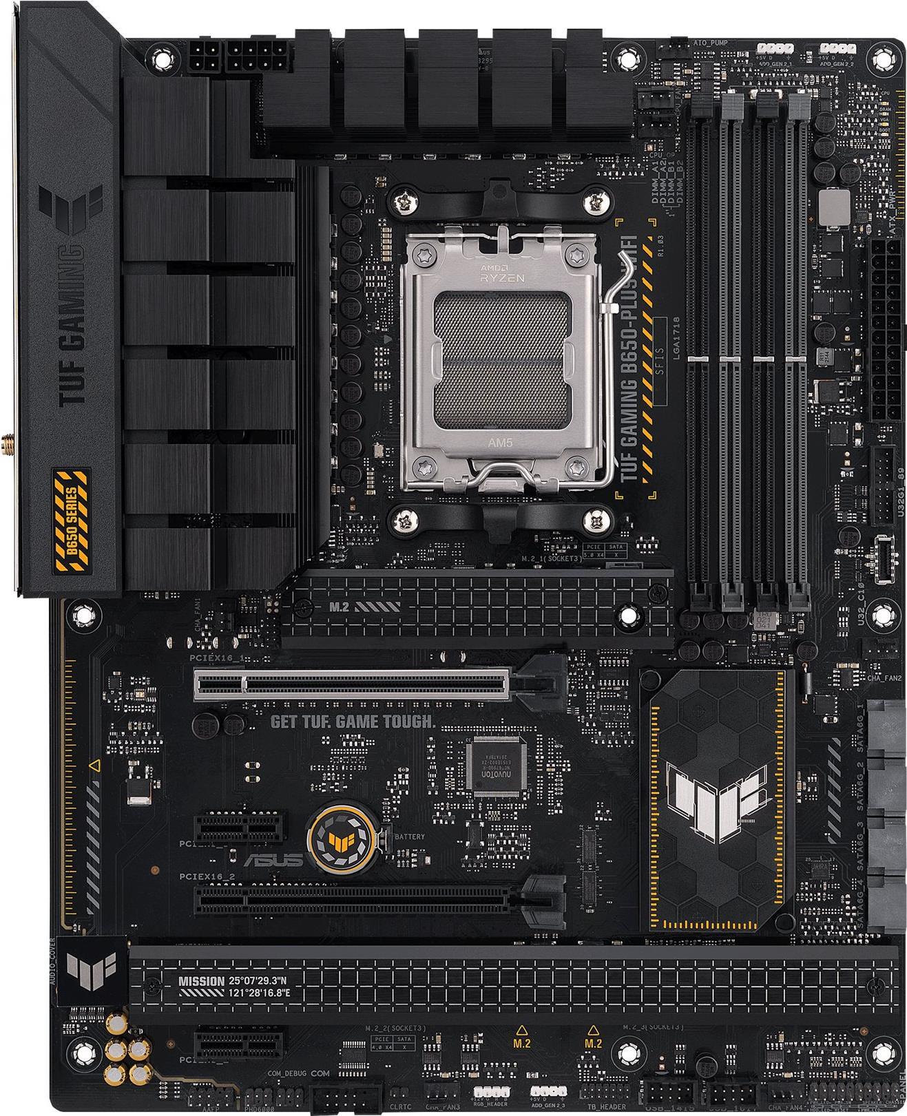 ASUS TUF Gaming B650-Plus WiFi - Motherboard - ATX - Socket AM5 - AMD B650 Chipsatz - USB-C 3,2 Gen 2x2, USB 3,1 Gen 2, USB 3,2 Gen 2, USB-C 3,2 Gen2, USB-C 3,2 Gen 1 - 2,5 Gigabit LAN, Wi-Fi 6, Bluetooth - Onboard-Grafik (CPU erforderlich) - HD Audio (8-Kanal) (90MB1BZ0-M0EAY0)