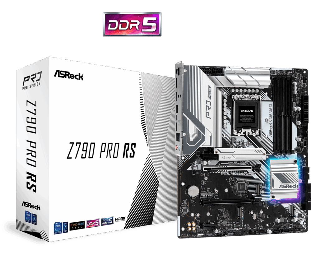 ASRock Z790 Pro RS - Motherboard - ATX - LGA1700-Sockel - Z790 Chipsatz - USB-C Gen2, USB 3,2 Gen 1, USB 3,2 Gen 2, USB-C 3,2 Gen 2x2 - 2,5 Gigabit LAN - Onboard-Grafik (CPU erforderlich) - High Definition Audio (7,1-Channel) (90-MXBK40-A0UAYZ)