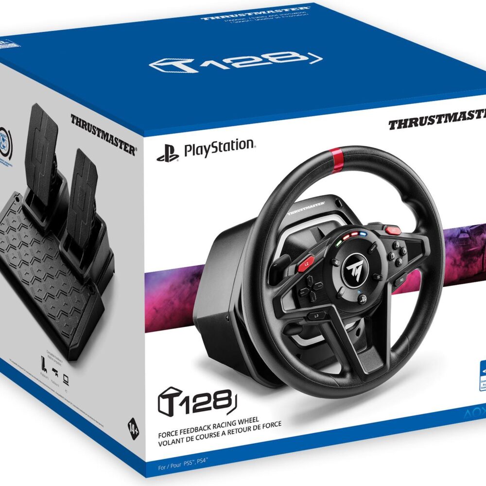 ThrustMaster T128 - Lenkrad- und Pedale-Set - kabelgebunden - für PC, Sony PlayStation 4, Sony PlayStation 5