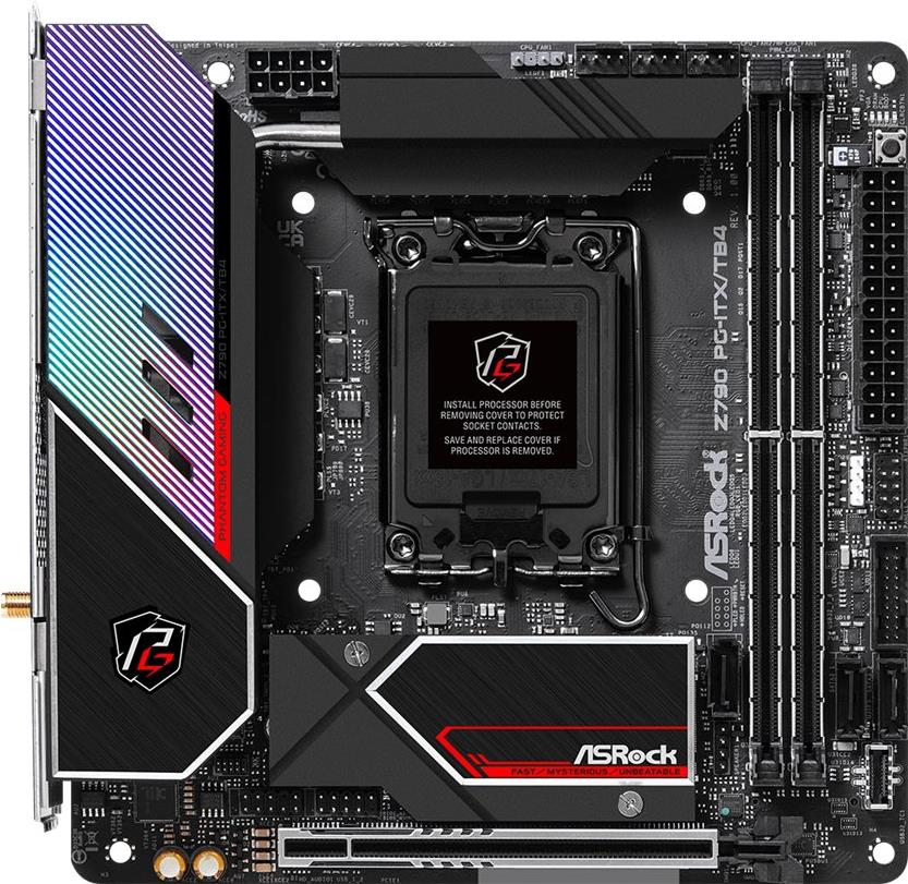 ASRock Z790 PG-ITX/TB4 - Motherboard - Mini-ITX - LGA1700-Sockel - Z790 Chipsatz - USB 3,2 Gen 1, USB 3,2 Gen 2, USB-C Gen 2x2, USB4 - Bluetooth, 2,5 Gigabit LAN, Wi-Fi - Onboard-Grafik (CPU erforderlich) - High Definition Audio (7,1-Channel) (90-MXBKC0-A0UAYZ)