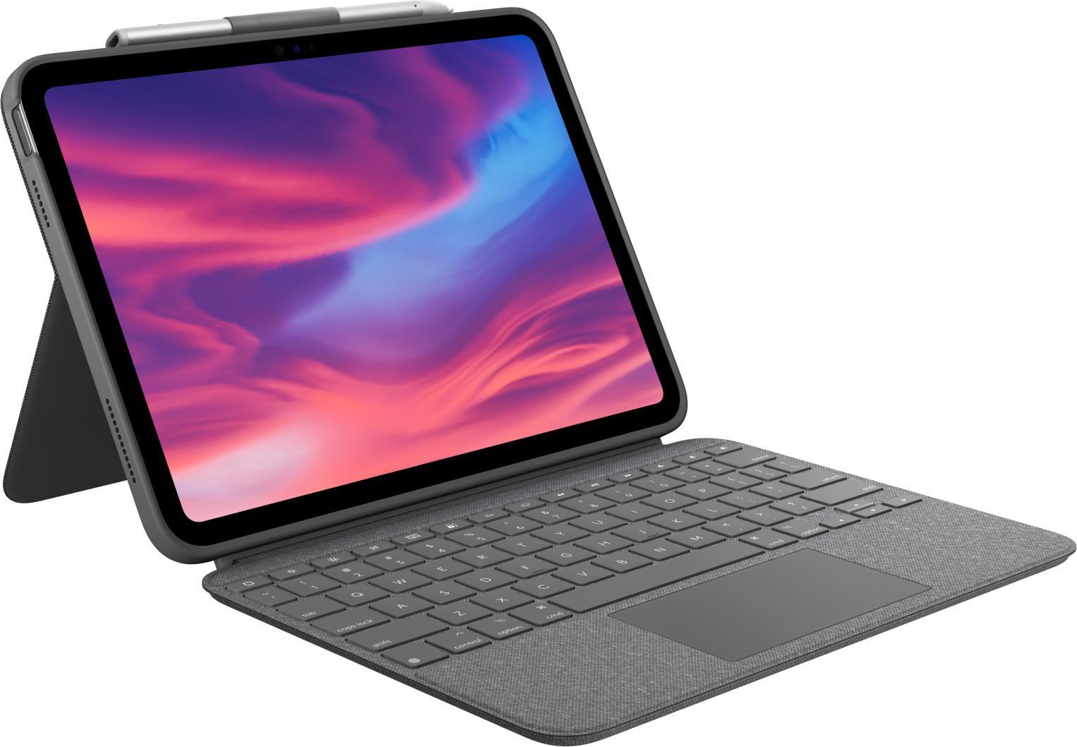 Logitech Combo Touch - Tastatur und Foliohülle - mit Trackpad - hintergrundbeleuchtet - Apple Smart connector - QWERTZ - Deutsch - Oxford Gray (920-011435)