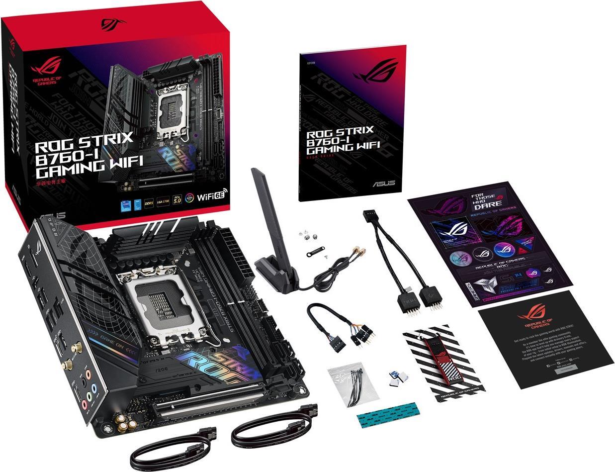 ASUS ROG STRIX B760-I GAMING WIFI - Intel - LGA 1700 - Intel® Celeron® - Intel® Core™ i3 - Intel® Core™ i5 - Intel® Core™ i7 - Intel® Core™ i9,... - LGA 1700 - DDR5-SDRAM - 64 GB (90MB1D90-M0EAY0)