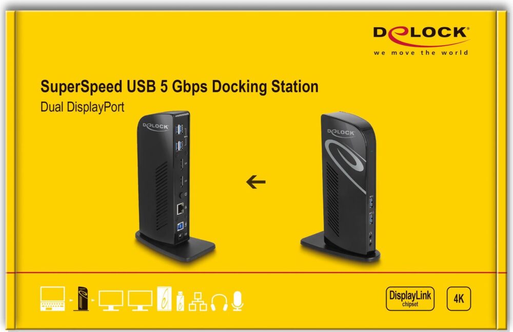 DeLOCK 87728 Notebook-Dockingstation & Portreplikator Andocken USB 3.2 Gen 1 (3.1 Gen 1) Type-A + Type-C Schwarz (87728)