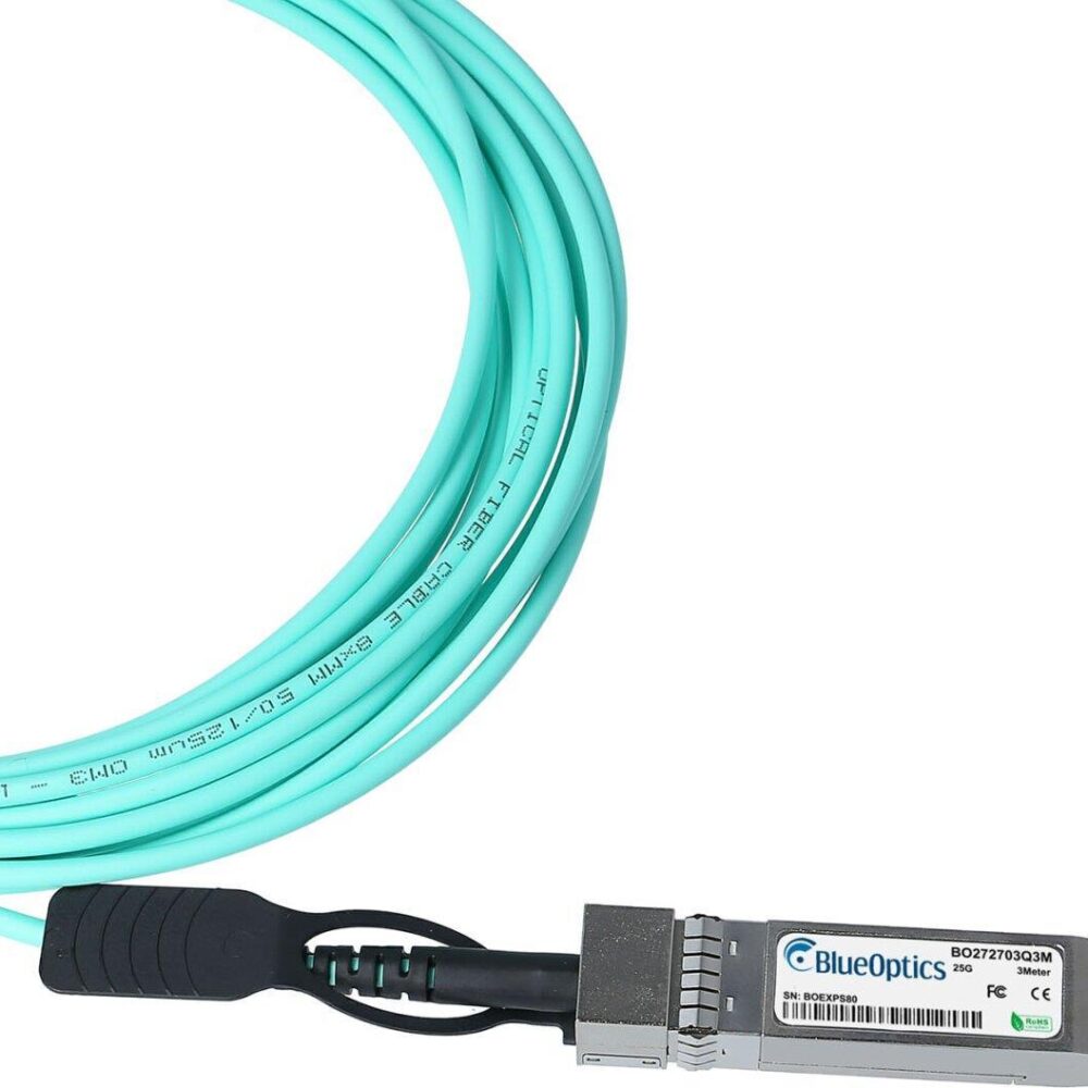 Ubiquiti Networks UACC-AOC-SFP28-20M kompatibles Aktives Optisches Kabel (AOC) als 25 Gigabit Variante, mit SFP28 auf SFP28 Verbindung, für den Anschluss von Hardware in Racks und über benachbarte Racks hinweg. BlueOptics Ubiquiti Networks UACC-AOC-SFP28- (UACC-AOC-SFP28-20M-BO)