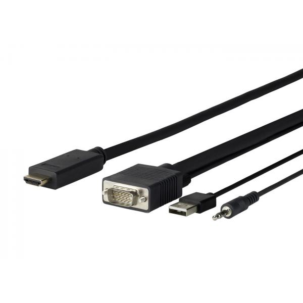 Vivolink PROVGAHDMI3 cavo e adattatore video 3 m HDMI VGA [D-Sub] + 3.5mm + USB Type-A Nero (PRO VGA + AUDIO TO HDMI - . - Warranty: 1188M)