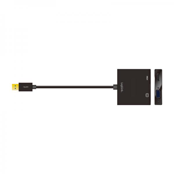 LogiLink UA0234 adattatore grafico USB 1920 x 1080 Pixel Nero (Adapter USB 3.0 Combo VGA / - HDMI - Warranty: 12M)
