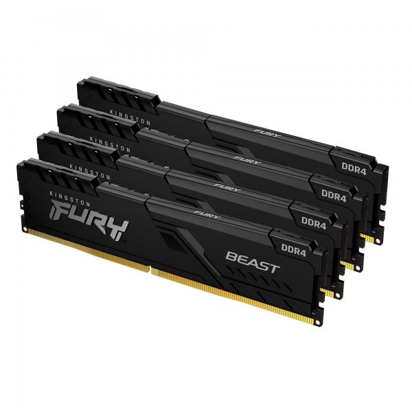 Kingston Technology FURY Beast 32GB 3200MT/s DDR4 CL16 DIMM [Kit da 4] Black (32GB DDR4-3200MHZ CL16 DIMM - [KIT OF 4] FURY BEAST BLACK)