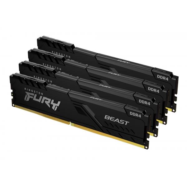 Kingston Technology FURY Beast 128GB 3200MT/s DDR4 CL16 DIMM [Kit da 4] Black (128GB DDR4-3200MHZ CL16 DIMM - [KIT OF 4] FURY BEAST BLACK)