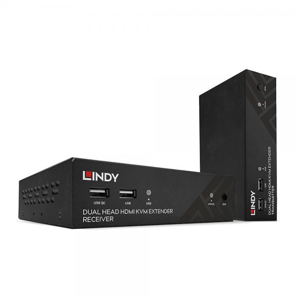 Lindy 39374 estensore KVM Trasmettitore e ricevitore (150M Cat.6 Dual Head Hdmi, - Usb & Rs232 Extender - Warranty: 24M)