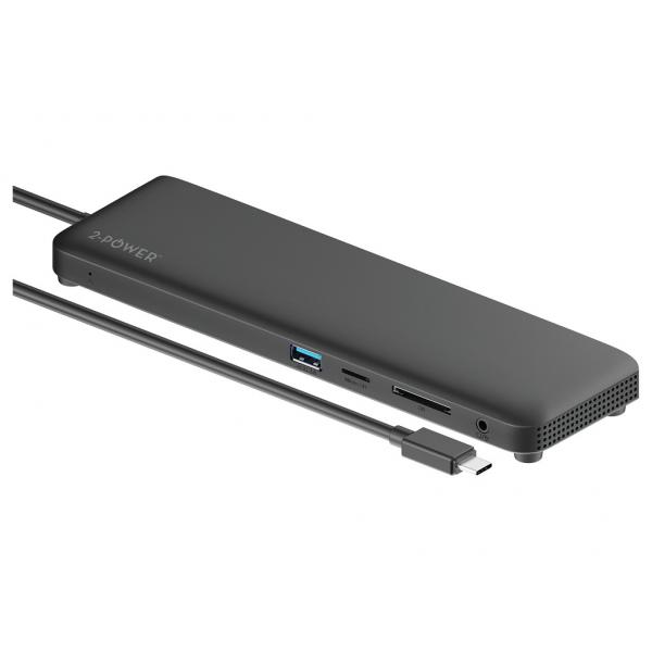 2-Power DOC0118A replicatore di porte e docking station per laptop Nero (USB-C Triple Display PD Mini Dock)