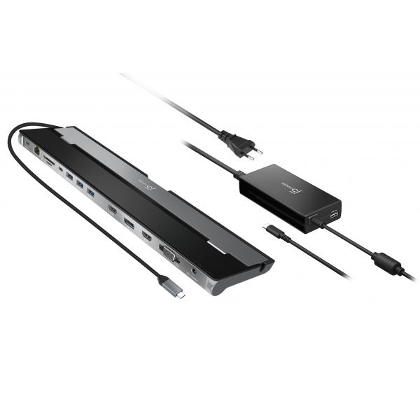 j5create JCD543P-EN Docking station a tre display USB-C® con adattatore PD a 100W - UE (USB-C TRIPLE DISPLAY DOCKING - STATION WITH 100W PD ADAPTER - E)