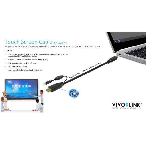 Vivolink PROUSBCHDMIUSBB10 cavo USB USB 3.2 Gen 1 [3.1 Gen 1] 10 m USB C Nero (Touchscreen Cable 10m Black - Warranty: 144M)