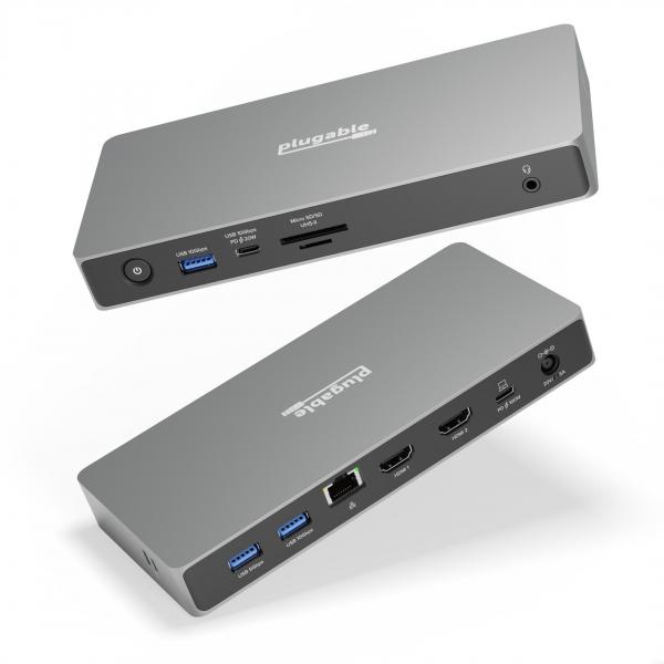 Plugable Technologies UD-4VPD-UK replicatore di porte e docking station per laptop Cablato USB4 Grigio (Plugable USB4 Dual HDMI Docking Station)