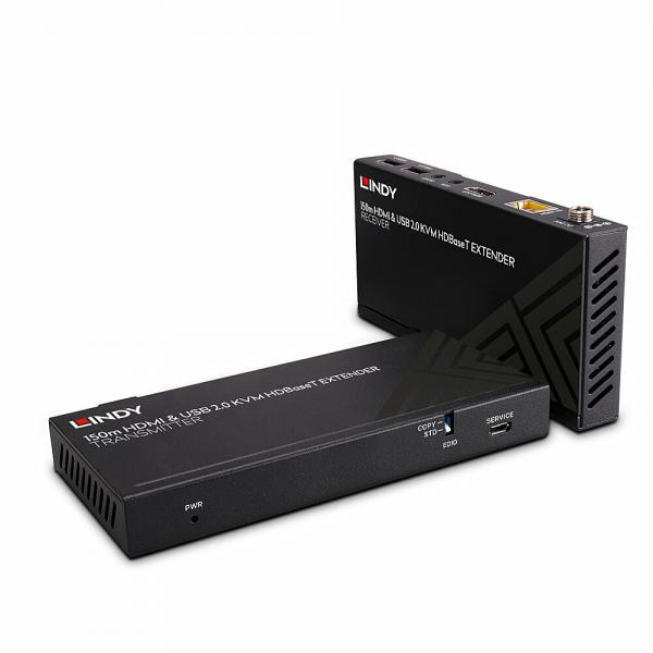 Lindy Extender HDBaseT Cat.6 KVM HDMI 4K60, USB 2.0 & IR, 150m (150m Cat.6 HDMI 4K60, USB 2.0 - & IR HDBaseT KVM Extender)