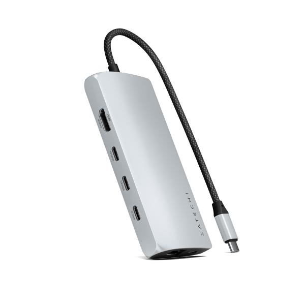Satechi ST-P8KES replicatore di porte e docking station per laptop Cablato USB 3.2 Gen 1 [3.1 Gen 1] Type-C Argento (Satechi USB-C Multiport Adapter 8K wit)