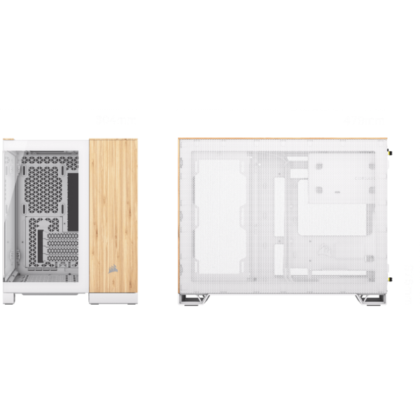 Corsair CC-9011288-WW computer case Midi Tower Bamboo, Bianco (CORSAIR 2500X MICRO ATX CASE WHT/BAMBOO)