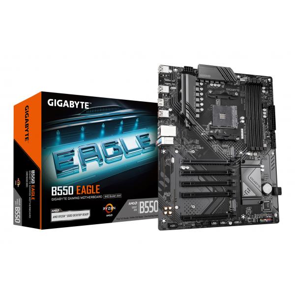 GIGABYTE B550 EAGLE Scheda madre - CPU AMD Ryzen serie 5000 G, VRM a 10+3+1 fasi, fino a 3200 MHz DDR4, 1xPCIe 4.0 + 1xPCIe 3.0 M.2, LAN 1GbE, USB 3.2 Gen 2 (Gigabyte B550 EAGLE AMD AM4 Socket Motherboard, ATX, 4x DDR4 Slots, 2x M.2 Sockets, 2x USB-C Port, GbE LAN, 1x HDMI Port)