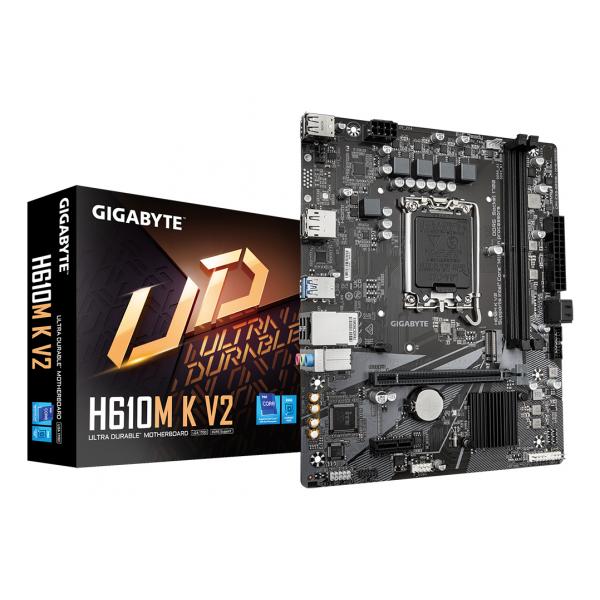 GIGABYTE H610M K V2 Scheda madre - CPU Intel Core 14ª generazione, fino a 5600 MHz DDR5, 1xPCIe 3.0 M.2, LAN 1GbE, USB 3.2 Gen 1 (Gigabyte H610M K V2)