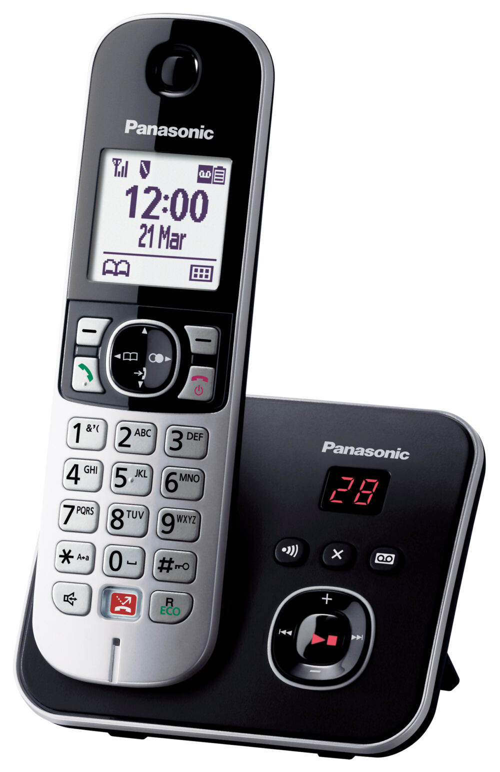 Panasonic kx-tg6861jtb cordless dect display 1.8`` blocco chiamate id vivavoce segreteria nero