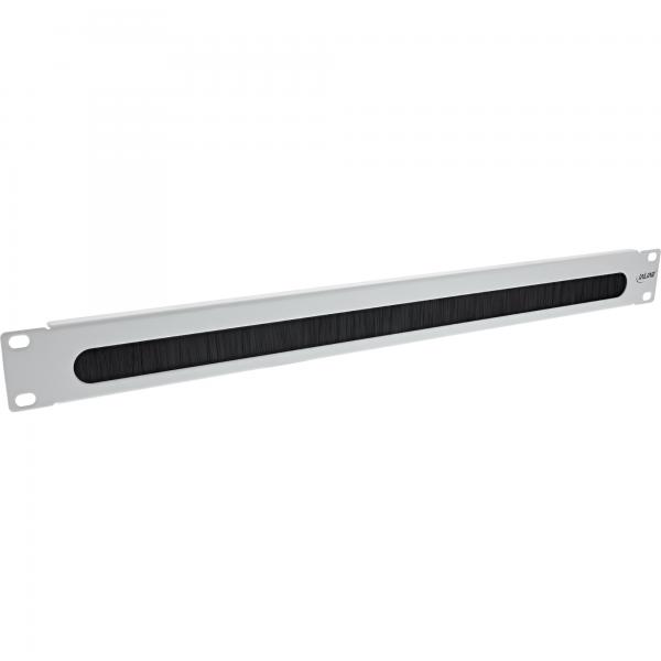 In linea 19" Piastra ingresso cavi con spazzola - 1U - Grigio RAL 7035