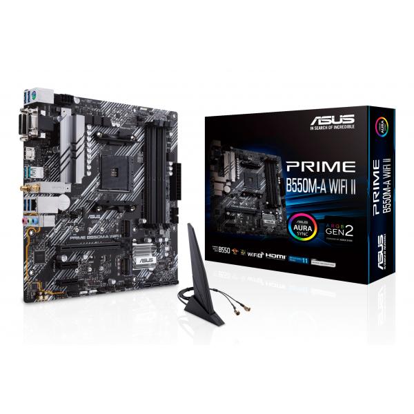 ASUS PRIME B550M-A WIFI II - scheda madre - micro ATX - Socket AM4 - Chipset AMD B550 - USB 3.2 Gen 1, USB 3.2 Gen 2 - Gigabit LAN, Wi-Fi 6, Bluetooth - grafica integrata (CPU richiesta)