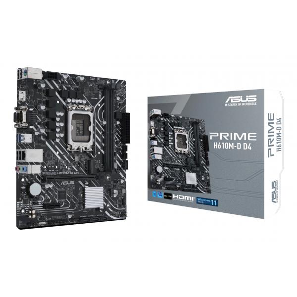 ASUS PRIME H610M-D D4 - scheda madre - micro ATX - presa LGA1700 - chipset H610 - USB 3.2 Gen 1 - Gigabit LAN - grafica integrata (CPU richiesta)
