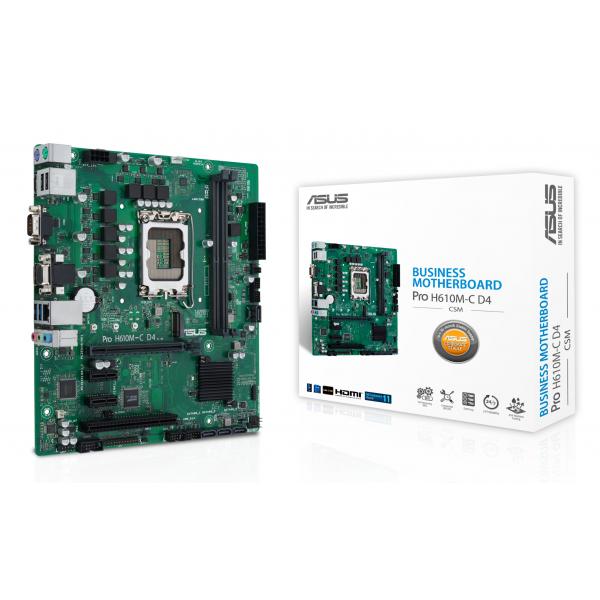 ASUS PRO H610M-C D4-CSM - scheda madre - micro ATX - presa LGA1700 - chipset H610 - USB 3.2 Gen 1 - Gigabit LAN - grafica integrata (CPU richiesta)