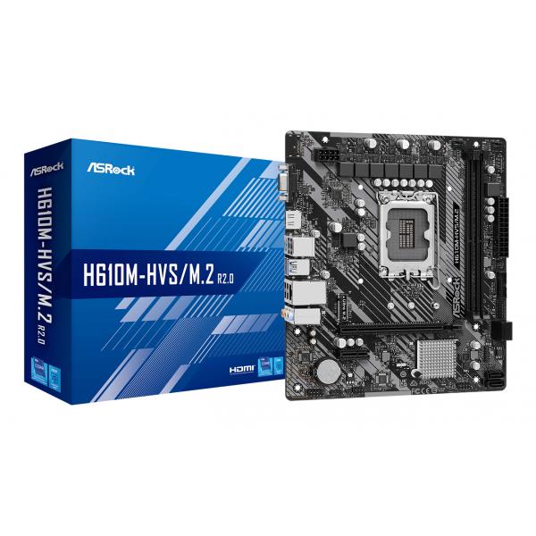ASRock H610M-HVS/M.2 R2.0 - scheda madre - micro ATX - socket LGA1700 - chipset H610 - USB 3.2 Gen 1 - Gigabit LAN - grafica integrata (CPU richiesta)