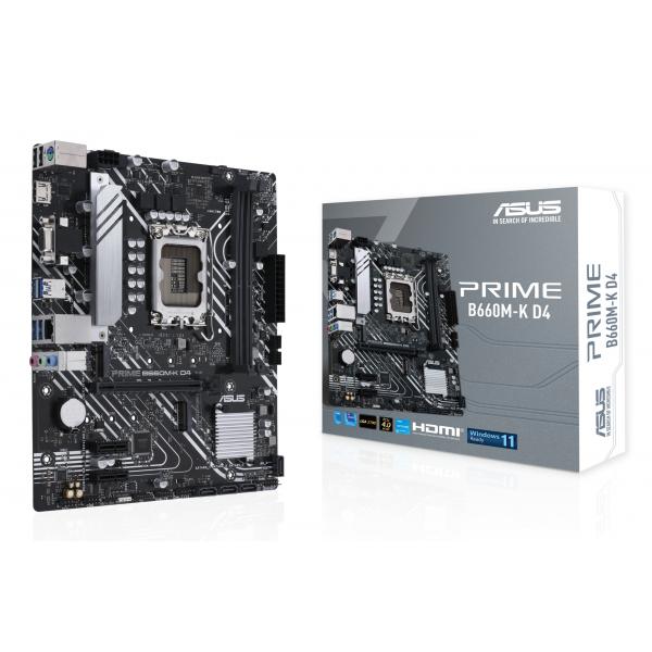ASUS PRIME B660M-K D4 - scheda madre - micro ATX - presa LGA1700 - chipset B660 - USB 3.2 Gen 1 - Gigabit LAN - grafica integrata (CPU richiesta)