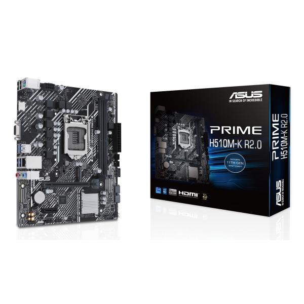 ASUS H510M-K R2.0 - scheda madre - micro ATX - presa LGA1200 - chipset H470 - USB 3.2 Gen 1 - Gigabit LAN - grafica integrata (CPU richiesta)