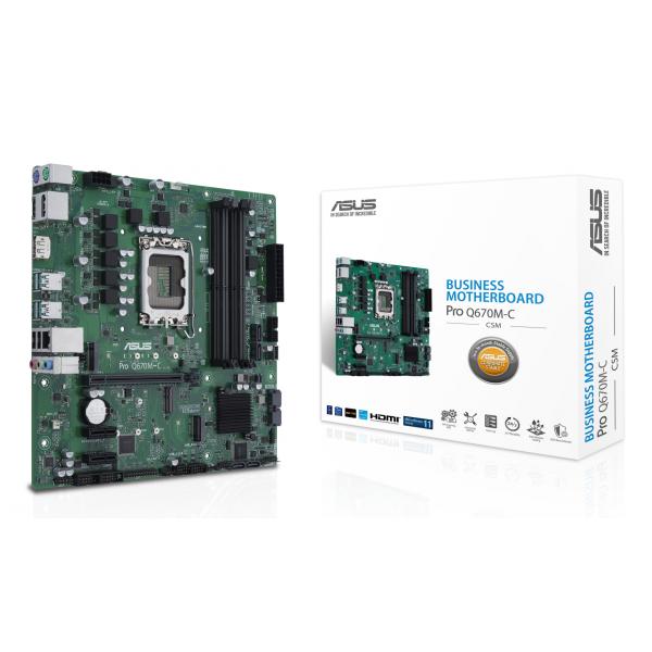 ASUS Pro Q670M-C-CSM - scheda madre - micro ATX - presa LGA1700 - chipset Q670 - USB 3.2 Gen 2, USB-C Gen1, USB 3.2 Gen 1 - Gigabit LAN - grafica integrata (CPU richiesta)